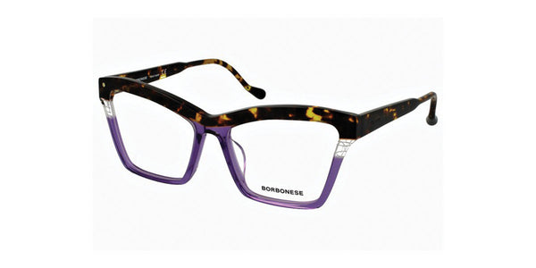 Borbonese™ Lunatica COL 07 - Square Shape - Dark Havana/Purple Women Eyeglass